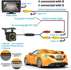 Cámara de Visión Trasera para Auto CCD, 12 LED, Visión Nocturna, Impermeable, HD, Cámara de Reversa 150 °   Ángulo de Visión Amplio para Autos Universales, SUV y Camionetas - Product Image 4