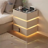 Table basse mini design moderne avec lumière LED, recharge sans fil, tiroir de refroidissement, meuble intelligent pour la maison, réfrigérateur de chevet
