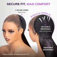 Perruques sans colle Megalook 13x6 Lace Frontal, brun foncé avec mèches blondes, ondulées, pré-coupées, faciles à poser pour débutantes