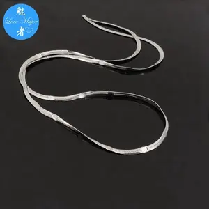 Corrente de cobra plana de 3mm, como corrente de aço inoxidável, joias de prata