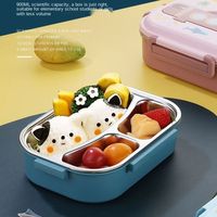Vente en gros 3 poignées de sécurité alimentaire en acier inoxydable 304 thème dessin animé nettoyage facile bol à soupe enfants bento boîte à lunch pour enfants