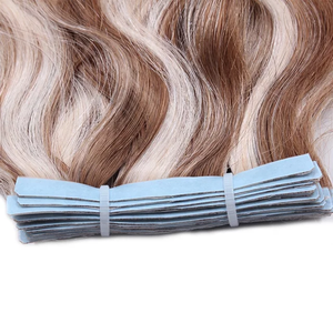 Invisible <b>Long</b> Tape Hair Extensions Remy Human Hair curly piano color Double Drawn Seamless Skin Tape In Easy Install For Women - Product Image 5