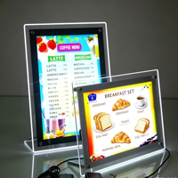 Boîte à lumière LED ultra-mince simple face en cristal, cadre en alliage d'aluminium A4, 2000 lumens, haute luminosité, publicité de bureau à insertion rapide