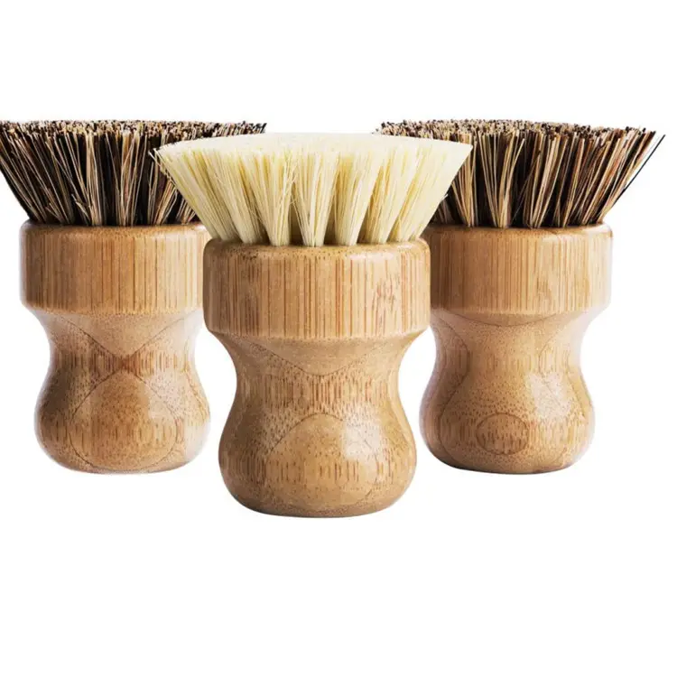 Eco Friendly Handle Coconut Household Kitchen Cleaning Bamboo Dish Wood Dishwashing Round Brush