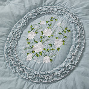 Ensemble de couette en coton 100% 2 pièces, style princesse brodé, pour mariage, maison, hôtel - Product Image 6