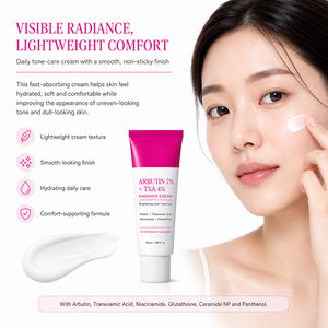 Crème Visage Hydratante Éclaircissante Anti-Taches à la Niacinamide, Glutathion, Arbutine 7% et <span class=keywords><strong>Acide</strong></span> Tranexamique 4% Marque Blanche - Product Image 4