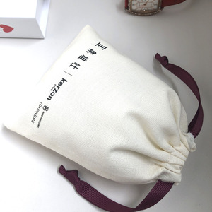 Sac à cordon en coton et lin écologique, personnalisable avec logo, pour cadeaux, shopping, protection anti-poussière, pochette en coton et lin - Product Image 4