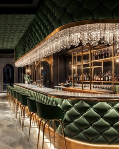 고급 고급 카페테리아 가구 식탁 및 의자 세트 녹색 벨벳 패브릭 코너 뷔페 연회 부스 레스토랑 - Product Image 6