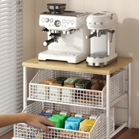 Support à tasses pour machine à café, support pour sachets de thé et capsules, étagère de rangement pour salon, en métal moderne, durable et multifonctionnel à trois niveaux