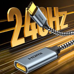 SAMZHE อะแดปเตอร์ Type-C เป็น <span class=keywords><strong>HDMI</strong></span> 8K60hz/4K240Hz สายแปลง Thunderbolt <span class=keywords><strong>4</strong></span>/5 สำหรับโทรศัพท์ โปรเจคเตอร์ แล็ปท็อป พีซี MacBook <span class=keywords><strong>iPad</strong></span> <span class=keywords><strong>Air</strong></span> - Product Image 3