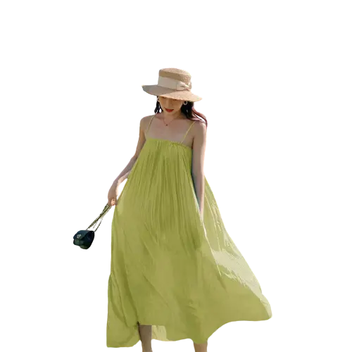 Mouwloze Betoverende Uitzonderlijk Ruches Slanke Maxi Chiffon Maxi Jurk Vestidos Vrouwen Zomer Elegante Gele Casual Jurken