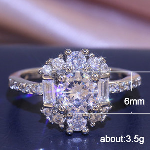 Elegante anello da donna in stile Prong con design scintillante intarsiato, gioielli alla moda per feste - Product Image 5