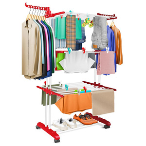 Clothes Airer 3 Level Foldable Plastic <b>Drying</b> <b>Rack</b> With Shoe Shelf For Indoor Use - Product Image 6