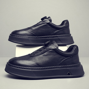 White Pu <b>Platform</b> Sneakers Round Toe Lace-Up Cushioned EVA Midsole Rubber Outsole All Seasons - Product Image 2