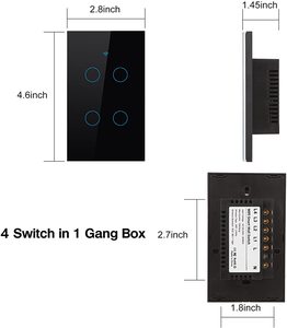 สวิตช์ไฟอัจฉริยะแบบสัมผัสติดผนัง 4 ช่อง Tuya/Smart Life / สวิตช์ไฟอัจฉริยะแบบ Wifi - Product Image 3
