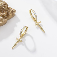 SPJ anting-anting Cz perak murni 925 anting-anting perhiasan melingkar halus telinga silang perhiasan berlapis emas 18K hadiah pernikahan wanita