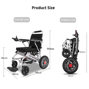 Fauteuil roulant électrique pliable léger KSM-601 avec dossier inclinable manuel, batterie au lithium portable - Product Image 2