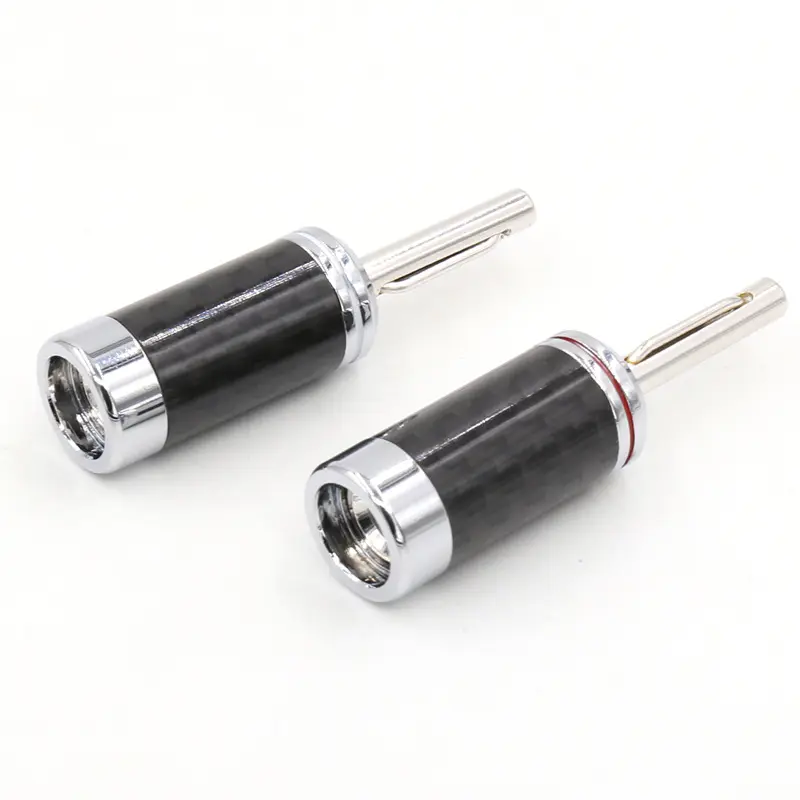 Best-selling Carbon fiber rhodium plated banana head speaker wire plug speaker power amplifier fork head audio plug