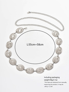 Vente en gros usine Nouvelle chaîne de corps pour femme en argent, ovale, géométrique, style palais, fine et sexy, à porter à la taille, accessoire polyvalent pour robe - Product Image 6