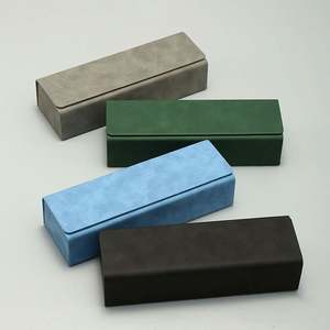 Étui à lunettes portable anti-extrusion en cuir PU avec logo personnalisé, étui de rangement rigide pliable pour lunettes de soleil, vente en gros - Product Image 1