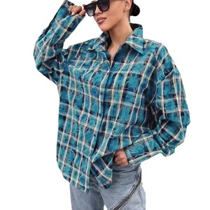 <span class=keywords><strong>Camicia</strong></span> da <span class=keywords><strong>Donna</strong></span> Vintage Retrò <span class=keywords><strong>a</strong></span> <span class=keywords><strong>Quadri</strong></span> <span class=keywords><strong>a</strong></span> Maniche Lunghe con Decorazione <span class=keywords><strong>a</strong></span> Bottone Stile Cappotto Casual Largo Primaverile - Product Image 5