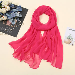 Tamaño personalizado Color sólido Georgette bufanda de seda amor nombre Europa niñas fiesta regalo rojo púrpura boda bufanda - Product Image 6