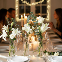 Vase en verre transparent à tube droit, haut de gamme, pour arrangement de fleurs fraîches hydroponiques, design minimaliste, soufflé à la main, décoratif