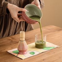 Nouveau style en vogue transfrontalier : Élégant bol à matcha en céramique au design japonais, avec glaçure cristalline avancée, coffret cadeau pour ensemble de matcha