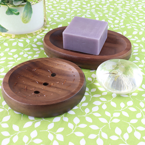 Jabonera Excellent Soap Container Box Wholesale Custom Handmade Bathroom Walnut Wooden Soap Dish Holder