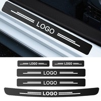 Protecteurs de seuil de porte en fibre de carbone avec logo personnalisé pour Dodge pour Ram décalcomanies en vinyle anti-rayures avec autocollants de voiture en texture de cuir