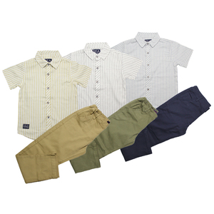 Set di Camicia e Pantaloni a Righe in Tessuto 100% Cotone per Ragazzi, Vendita all'Ingrosso - Product Image 1