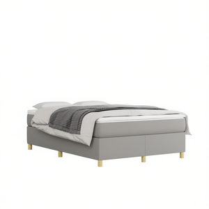 Light <b>Grey</b> Upholstered Bed <b>Frame</b> Fabric Minimalist Design Wood <b>Frame</b> Bedroom Furniture - Product Image 1