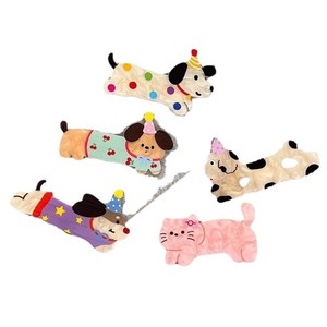 Pinces à cheveux fantaisie motif chien <span class=keywords><strong>teckel</strong></span> et chat pour femmes, pinces latérales pour franges, accessoires capillaires - Product Image 6