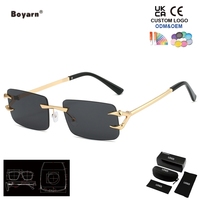 Lunettes de soleil carrées sans monture Boyarn tendance avec verres océaniques, personnalisées pour femmes, style célébrité internet