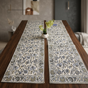 Juego de 7 Piezas de Camino de Mesa y Tapete con Diseño Floral |   Decoración de Mesa de Comedor 100% Lona de Algodón para el Hogar y la Sala de Comedor - Product Image 2