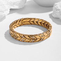 Bracelet en os de poisson transfrontalier européen et américain, en acier inoxydable 316, serti de pierres, chaîne cubaine électroplaquée