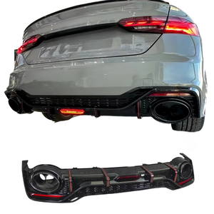 Nouveau diffuseur de pare-chocs arrière noir brillant <span class=keywords><strong>2021</strong></span> pour A5 avec aileron de spoiler et embout d'échappement en acier inoxydable, style <span class=keywords><strong>RS5</strong></span>-R - Product Image 1