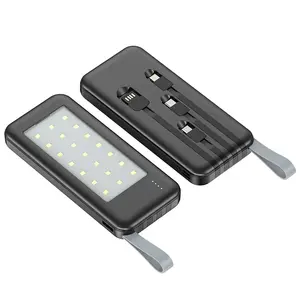 Meilleures ventes s Lampe torche LED Banques électriques extérieures 10000mah 20000mah 30000mah 50000mah avec câble intégré