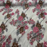 Meistverkaufter Knitterresistenter Garngefärbter Organza-Jacquard mit Großen Blumen Metallischer Stoff für Damenkleider & Bühnenbekleidung