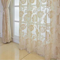 Voilages Jacquard Floraux Ruraux Américains de Luxe à Œillets Semi-Opaquants pour Fenêtre Domestique