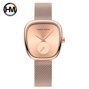 Montre à quartz pour femme avec bracelet en maille, design demi-tonneau, style européen et américain - Product Image 4