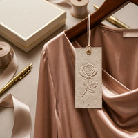 Étiquettes suspendues personnalisées en papier fibreux avec cordon, étiquettes de vêtements de luxe pour les marques de mode