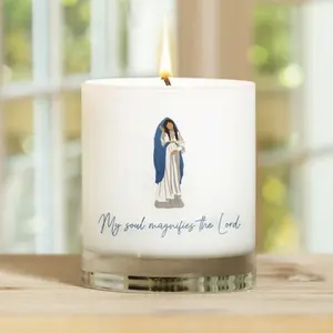 Diocese Of Charlotte My Soul Magnifies Decal Image Soy Wax Church Candle Handicraft Spray White In The Glass Religious Candles