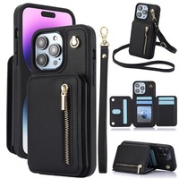 Sac de carte à fermeture éclair créatif pour IPhone16P pour Samsung S24 9YM7; Étui de téléphone portable Messenger Rope pour femmes célébrités