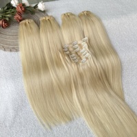 Cheveux humains vietnamiens blonds de qualité 12A # Extensions de cheveux lisses sans couture 613 Pu à clipser