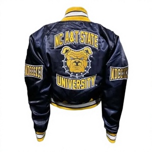 Blouson Bomber Unisexe Hiver en Satin à Col Montant avec Motif Uni et Logo Brodé Personnalisé pour Tenue d'Équipe - Product Image 3