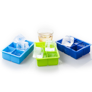 OEM Silicone vassoio di ghiaccio 6 grandi cubi quadrati con coperchio, lavastoviglie a fusione lenta stampo di ghiaccio - Product Image 5