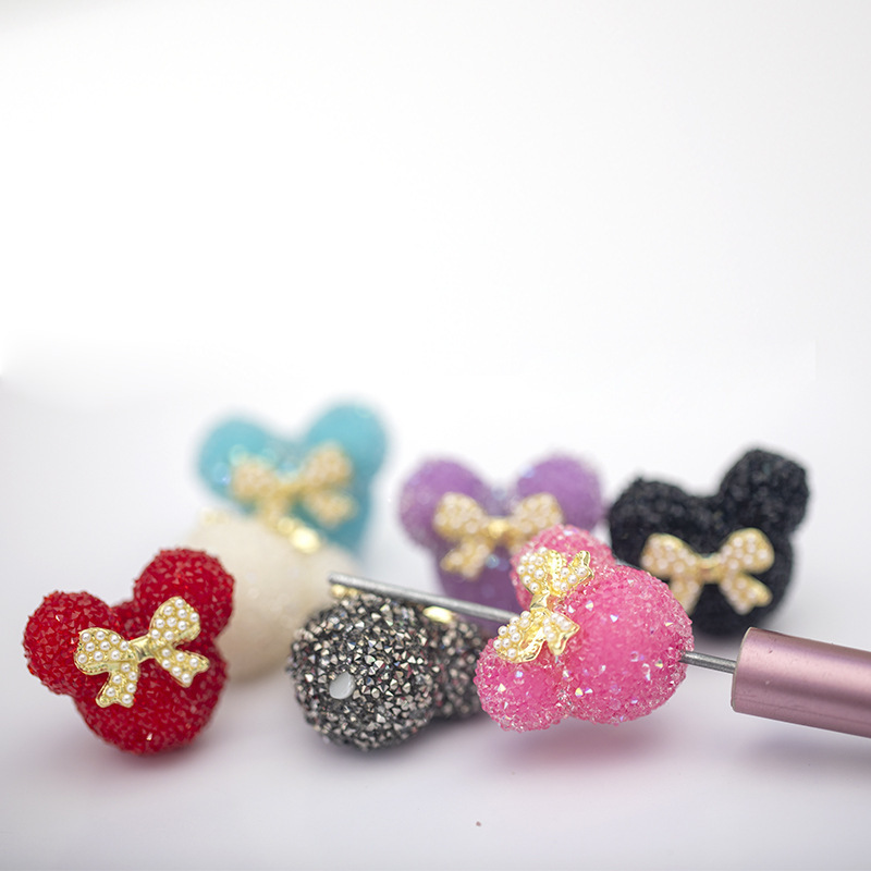 Handmade Full Crystal Sugar <strong>Mickey</strong> <strong>Mouse</strong> DIY <strong>Accessories</strong> Cute Beaded Phone Strap Bag Chain Pen Pendant Bowknot Charm for Girls