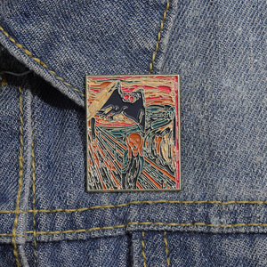 Nouvelle broche en alliage émaillé personnalisée, style peinture à l'huile rétro, inspirée <span class=keywords><strong>de</strong></span> la Nuit étoilée <span class=keywords><strong>de</strong></span> Van Gogh et du Scream <span class=keywords><strong>de</strong></span> <span class=keywords><strong>Munch</strong></span>, design créatif - Product Image 3