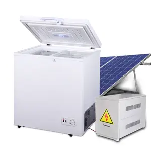 Harga Pabrik R134a 150L Freezer Dada Pintu Tunggal Tenaga Surya Pendingin Dalam 12/24VDC Solar Freezer Pintu Lipat 3 Tahun 80Mm